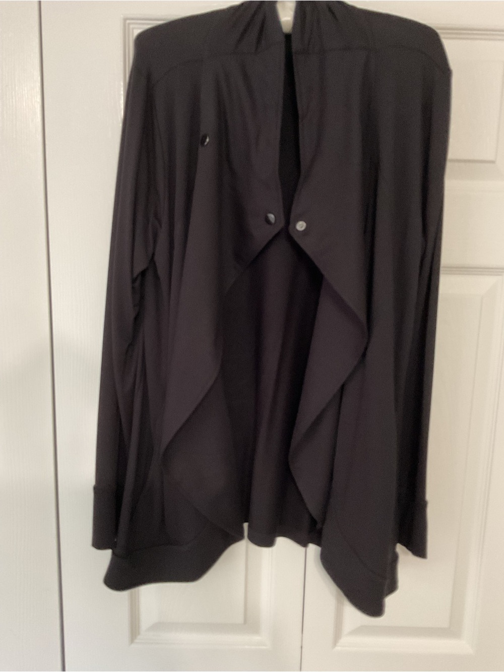 Susan Graver French Terry Draped Open-Front Top - Picture 8 of 10